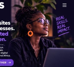 African woman technologist wearing glasses with orange earrings